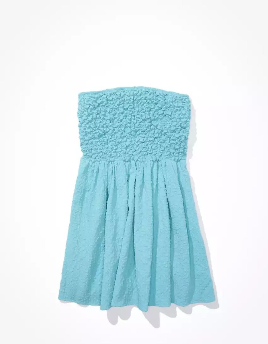 Mini Robe American Eagle AE Smocked Popcorn Bleu Femme | LDR-14925389